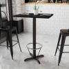 Flash Furniture Stiles 24” x 30” Rectangular Black Laminate Table Top with 22” x 22” Bar Height Table Base and Foot Ring(Black)