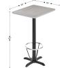 Flash Furniture Stiles 24” x 30” Rectangular Black Laminate Table Top with 22” x 22” Bar Height Table Base and Foot Ring(Grey)