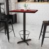 Flash Furniture Stiles 24” x 30” Rectangular Black Laminate Table Top with 22” x 22” Bar Height Table Base and Foot Ring(Mahogany)