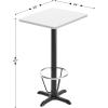 Flash Furniture Stiles 24” x 30” Rectangular Black Laminate Table Top with 22” x 22” Bar Height Table Base and Foot Ring(White)