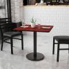 Flash Furniture Stiles 30” Square Black Laminate Table Top with 18” Round Table Height Base(Mahogany)