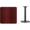 Flash Furniture Stiles 30” Square Black Laminate Table Top with 18” Round Table Height Base(Mahogany)