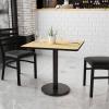 Flash Furniture Stiles 30” Square Black Laminate Table Top with 18” Round Table Height Base(Natural)
