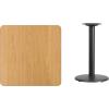 Flash Furniture Stiles 30” Square Black Laminate Table Top with 18” Round Table Height Base(Natural)
