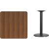Flash Furniture Stiles 30” Square Black Laminate Table Top with 18” Round Table Height Base(Walnut)