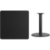 Flash Furniture Stiles 36” Square Black Laminate Table Top with 24” Round Table Height Base(Black)