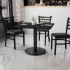 Flash Furniture Stiles 36” Square Black Laminate Table Top with 24” Round Table Height Base(Black)