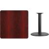 Flash Furniture Stiles 36” Square Black Laminate Table Top with 24” Round Table Height Base(Mahogany)