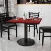 Flash Furniture Stiles 36” Square Black Laminate Table Top with 24” Round Table Height Base(Mahogany)