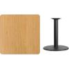 Flash Furniture Stiles 36” Square Black Laminate Table Top with 24” Round Table Height Base(Natural)