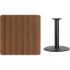Flash Furniture Stiles 36” Square Black Laminate Table Top with 24” Round Table Height Base(Walnut)