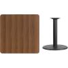 Flash Furniture Stiles 36” Square Black Laminate Table Top with 24” Round Table Height Base(Walnut)