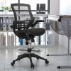 Flash Furniture Waylon Mid-Back Swivel Office Chair with Adjustable Foot Ring and Seat Height, Ergonomic Executive Chair with Armrests, Black(Black)