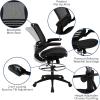 Flash Furniture Waylon Mid-Back Swivel Office Chair with Adjustable Foot Ring and Seat Height, Ergonomic Executive Chair with Armrests, Black(Black)