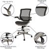 Flash Furniture Waylon Mid-Back Swivel Office Chair with Adjustable Foot Ring and Seat Height, Ergonomic Executive Chair with Armrests, Black(Silver)