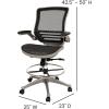 Flash Furniture Waylon Mid-Back Swivel Office Chair with Adjustable Foot Ring and Seat Height, Ergonomic Executive Chair with Armrests, Black(Silver)