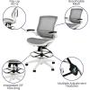 Flash Furniture Waylon Mid-Back Swivel Office Chair with Adjustable Foot Ring and Seat Height, Ergonomic Executive Chair with Armrests, Black(White)