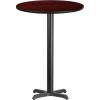 Flash Furniture 30” Round Black Laminate Table Top with 22” x 22” Bar Height Table Base(Mahogany)
