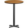 Flash Furniture 30” Round Black Laminate Table Top with 22” x 22” Bar Height Table Base(Natural)