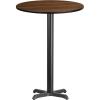 Flash Furniture 30” Round Black Laminate Table Top with 22” x 22” Bar Height Table Base(Walnut)