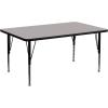 Flash Furniture 30”W x 60”L Rectangular Grey HP Laminate Activity Table – Height Adjustable Short Legs(Grey)