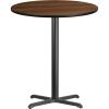 Flash Furniture 36” Round Walnut Laminate Table Top with 30” x 30” Bar Height Table Base