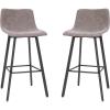 Flash Furniture Caleb Modern Commercial Barstools with Footrests – Gray LeatherSoft -30 Inch – Black Matte Iron Frame – Armless – Set of 2