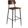 Flash Furniture Lincoln Industrial Barstool with Gunmetal Steel Frame and Rustic Wood Seat