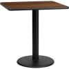 Flash Furniture Stiles 30” Square Black Laminate Table Top with 18” Round Table Height Base(Walnut)