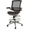 Flash Furniture Waylon Mid-Back Swivel Office Chair with Adjustable Foot Ring and Seat Height, Ergonomic Executive Chair with Armrests, Black(Silver)