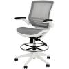 Flash Furniture Waylon Mid-Back Swivel Office Chair with Adjustable Foot Ring and Seat Height, Ergonomic Executive Chair with Armrests, Black(White)