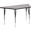 Flash Furniture Wren 29”W x 57”L Trapezoid Grey Thermal Laminate Activity Table – Standard Height Adjustable Legs(Grey)