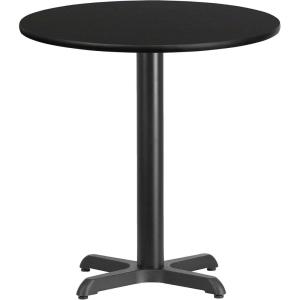 Flash Furniture 24” Round Black Laminate Table Top with 22” x 22” Table Height Base(Black)