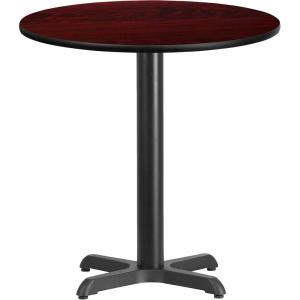 Flash Furniture 24” Round Black Laminate Table Top with 22” x 22” Table Height Base(Mahogany)