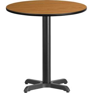 Flash Furniture 24” Round Black Laminate Table Top with 22” x 22” Table Height Base(Natural)