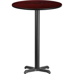 Flash Furniture 30” Round Black Laminate Table Top with 22” x 22” Bar Height Table Base(Mahogany)
