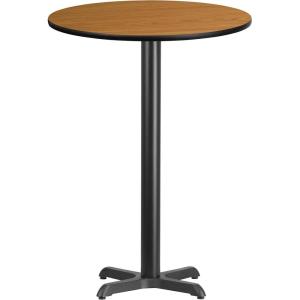 Flash Furniture 30” Round Black Laminate Table Top with 22” x 22” Bar Height Table Base(Natural)