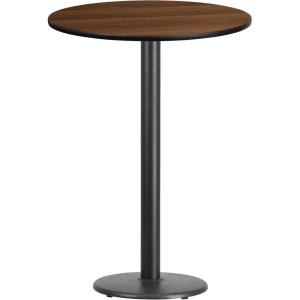 Flash Furniture 30” Round Walnut Laminate Table Top with 18” Round Bar Height Table Base(Walnut)