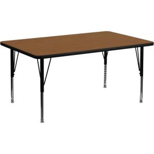 Flash Furniture 30”W x 60”L Rectangular Grey HP Laminate Activity Table – Height Adjustable Short Legs(Oak)