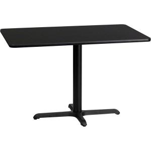 Flash Furniture Graniss 24” x 42” Rectangular Walnut Laminate Table Top with 23.5” x 29.5” Table Height Base(Black)