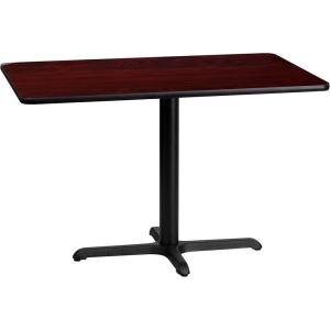Flash Furniture Graniss 24” x 42” Rectangular Walnut Laminate Table Top with 23.5” x 29.5” Table Height Base(Mahogany)