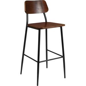 Flash Furniture Lincoln Industrial Barstool with Gunmetal Steel Frame and Rustic Wood Seat