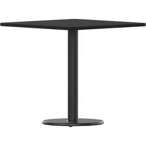 Flash Furniture Stiles 30” Square Black Laminate Table Top with 18” Round Table Height Base(Black)