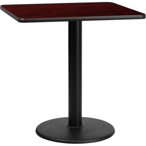 Flash Furniture Stiles 30” Square Black Laminate Table Top with 18” Round Table Height Base(Mahogany)