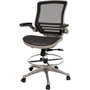 Flash Furniture Waylon Mid-Back Swivel Office Chair with Adjustable Foot Ring and Seat Height, Ergonomic Executive Chair with Armrests, Black(Silver)