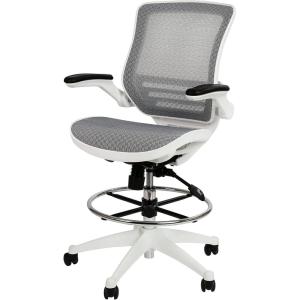 Flash Furniture Waylon Mid-Back Swivel Office Chair with Adjustable Foot Ring and Seat Height, Ergonomic Executive Chair with Armrests, Black(White)