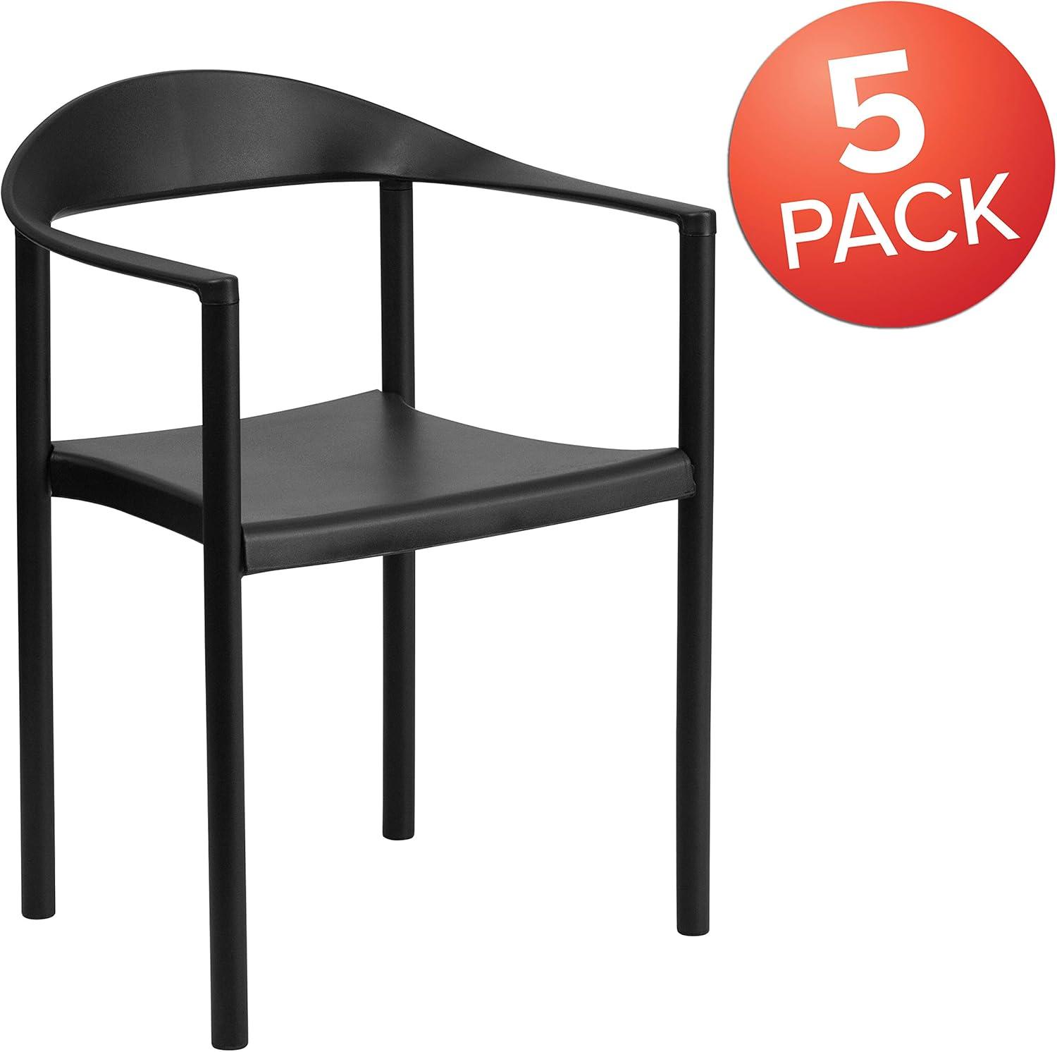 image:imageFlash Furniture 5 Pack HERCULES Series 1000 lb Capacity Black Plastic Cafe Stack ChairBlack
