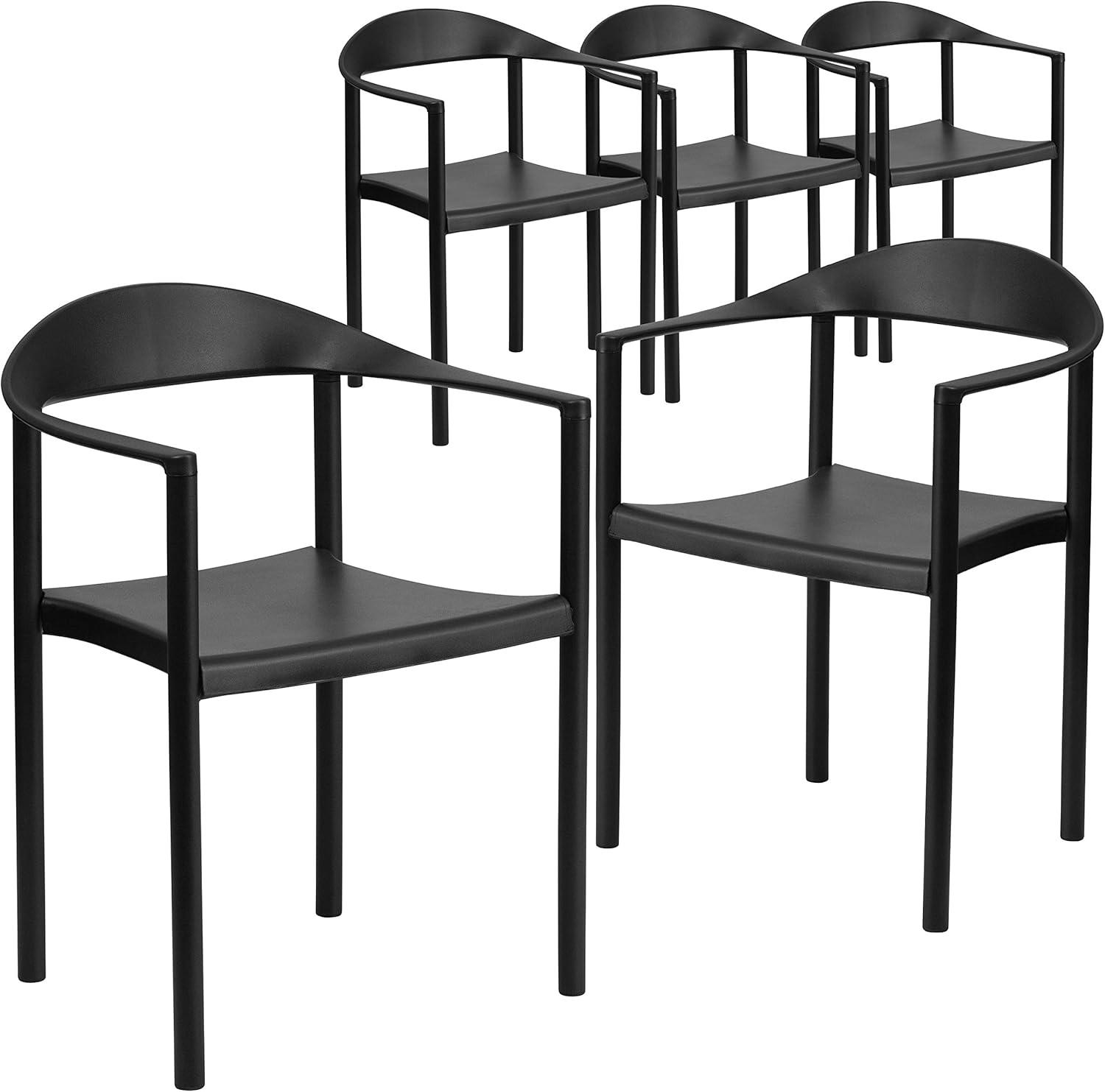 image:imageFlash Furniture 5 Pack HERCULES Series 1000 lb Capacity Black Plastic Cafe Stack ChairBlack