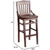 Flash Furniture 2 Pack HERCULES Series School House Back Mahogany Wood Restaurant Barstool