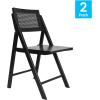 Flash Furniture Galene Cane Rattan Folding Chair Set, Solid Wood Frame and Seat, Ventilated Backrest, Event Seating Solution, Pack of 2, Black(Black)